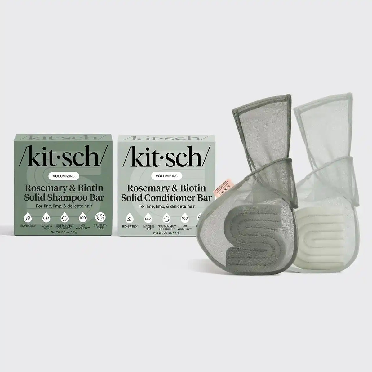 Rosemary & Biotin Shampoo & Conditioner Combo + Bar Saver Bags Bundle