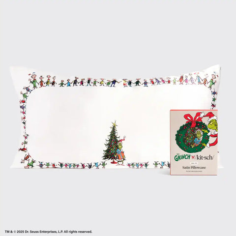 The Grinch x Kitsch Satin Pillowcase in Whoville - King