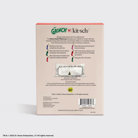 The Grinch x Kitsch Satin Pillowcase in Whoville - King