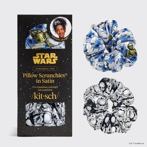 Star Wars™ & Kitsch Pillow Scrunchies® in Satin - R2-D2 & Stormtroopers