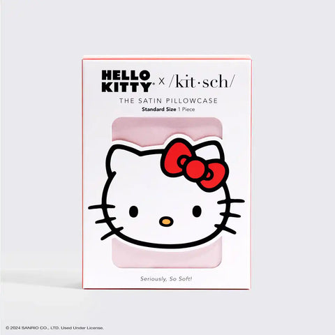Kitsch x Hello Kitty Satin Pillowcase in Pink Hello Kitty Face