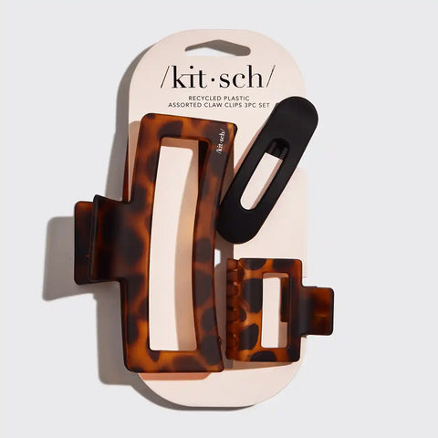 Assorted Rectangle Claw Clips 3pc Set