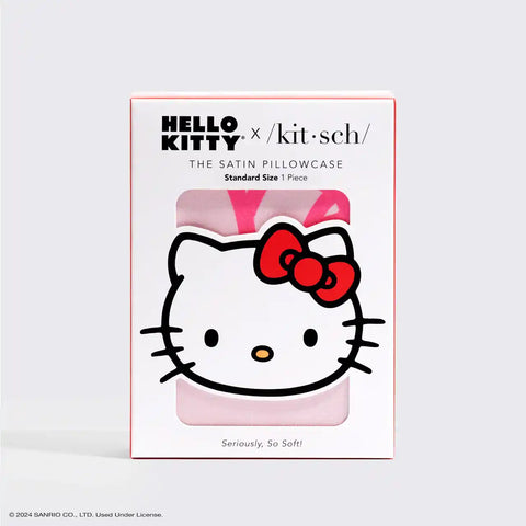 Kitsch x Hello Kitty Satin Pillowcase in Pink Hello Kitty Faces